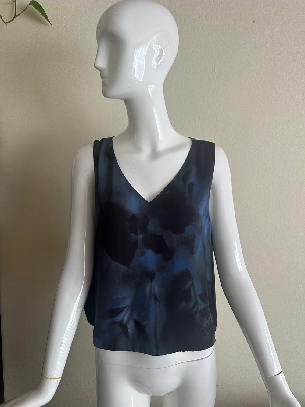 Babaton Midnight Blue Floral V-Neck Satin Camisole